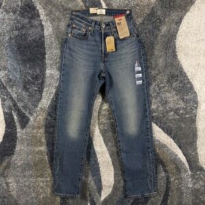 Levis 501 Curve High Rise Straight Leg Studded Jeans Blue 24x30 0036A0012 NEW
